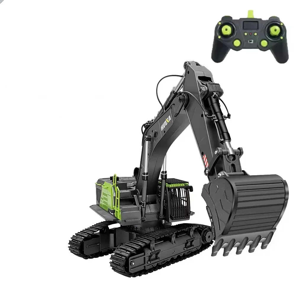 1/14 HUINA 1593 582 RC Bagger Dumper Truck Raupenbagger Legierungs-Traktorlader 2.4G Funkferngesteuertes Auto Baumaschinen-Spielzeug für Jungen