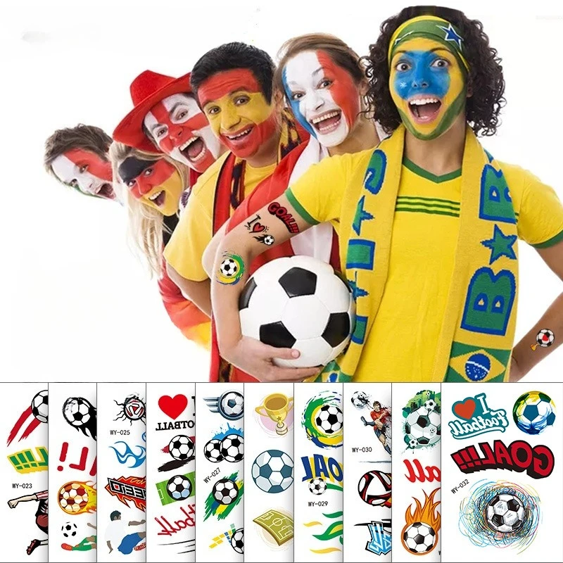 Super Cool Waterproof Tattoo Stickers, Cartoon Sports Event Football Tattoo Stickers Party Decoration Personalized Sticker