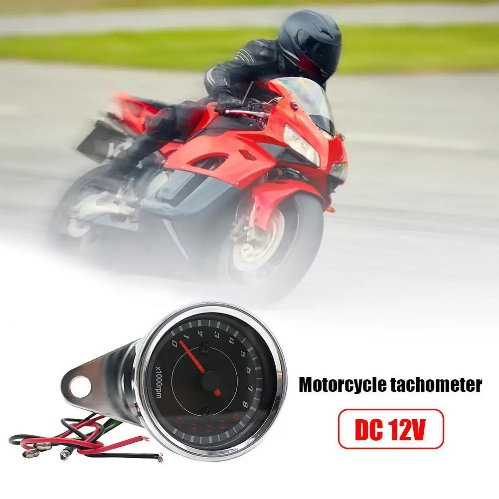 DC 12V Electronic Tach Meter Universal Motorcycle Tachometer with Blue LED Backlight 1000RPM REV Counter Motorcycle Tacho Gauge