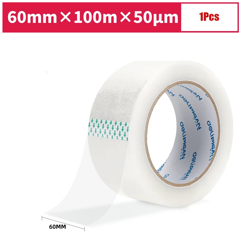 1Pcs DELI 30989 60mm*100m*50μm Packing Tape Sealing Tape Transparent Wide Tape High Viscosity