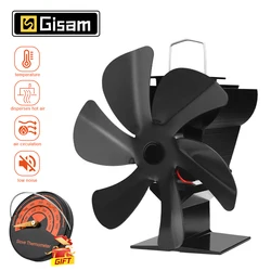 6 Blades Heat Powered Fireplace Fan Mini Stove Fan Log Wood Burner -fan Quiet Fireplace Fan Home Efficient Heat Distribution