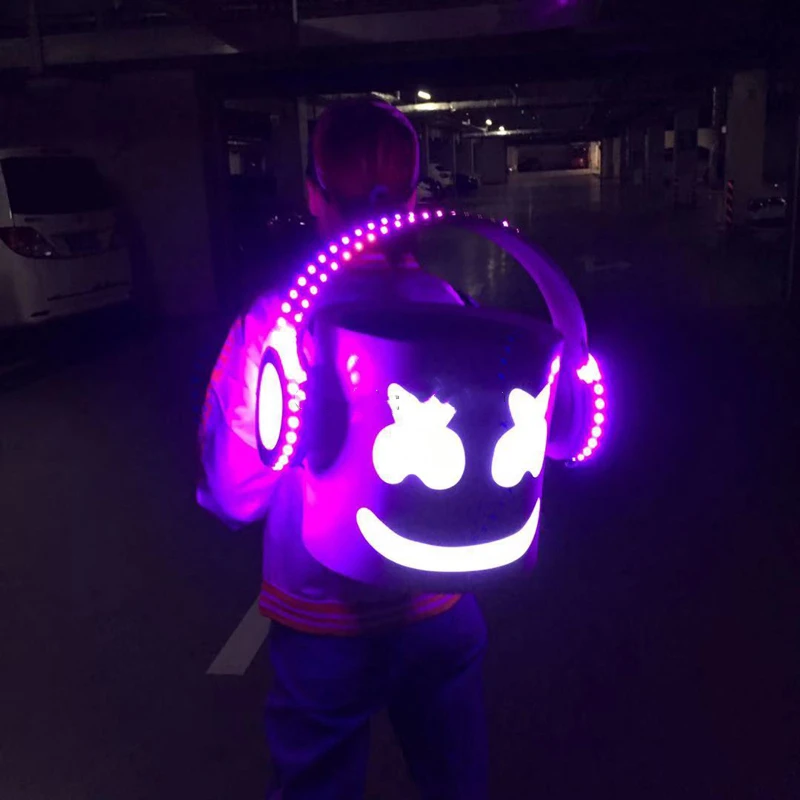 LED Night Luminous Backpack Cosplay Prop Halloween Glow In The Dark Colorful knapsack Christmas Lights Nightclub Party Rave Show