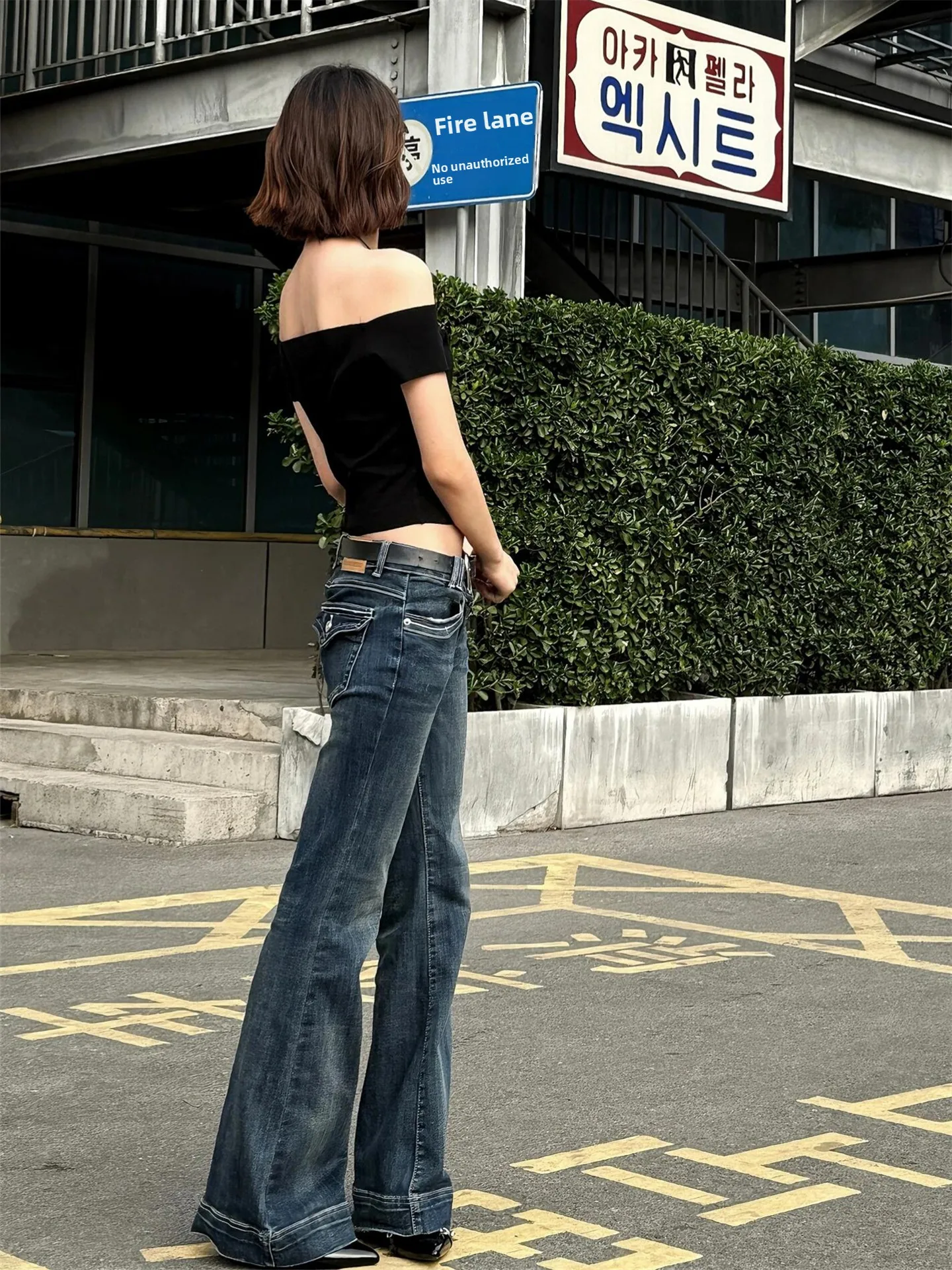 

Retro American Street Style Low Waist Skinny Jeans Women's Spring Autumn Long Hot Girl Denim Pants Casual Cotton Bell Bottoms