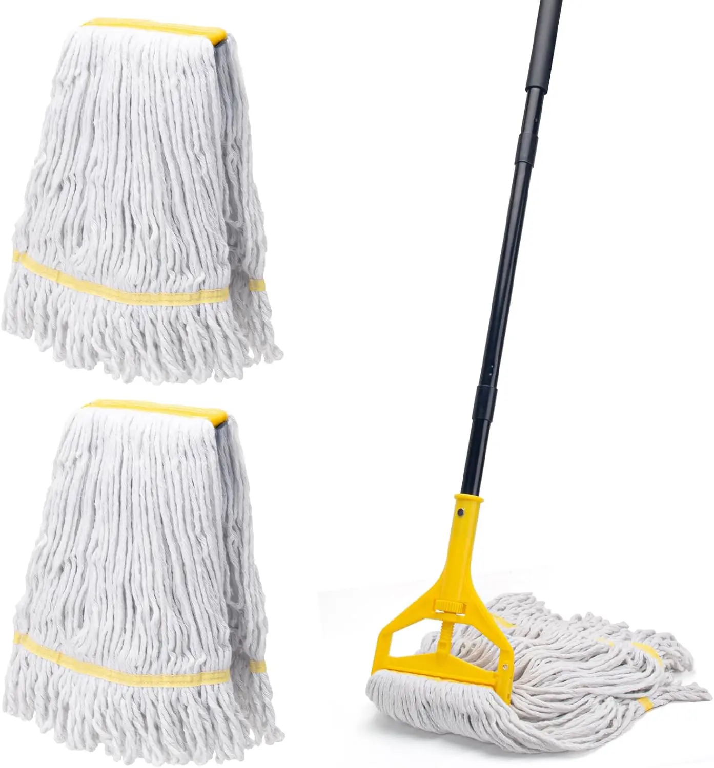 

Commercial Mop with 3 Extra Large Replacement Heads,59" Long Handle Heavy Duty Industrial Mops for Floor Cleaning,Looped-End Str