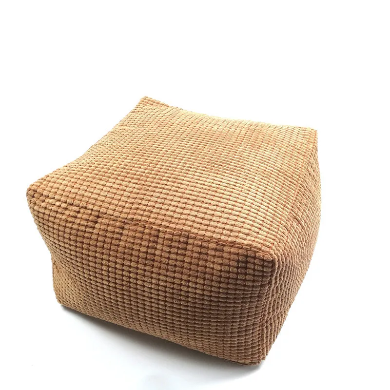 Unstuffed Square Cushion Cover Floor Seat Cover Flannel Footstool Pouffe Cover Living Room Balcony Lazy Sofa Ottoman No Fillings