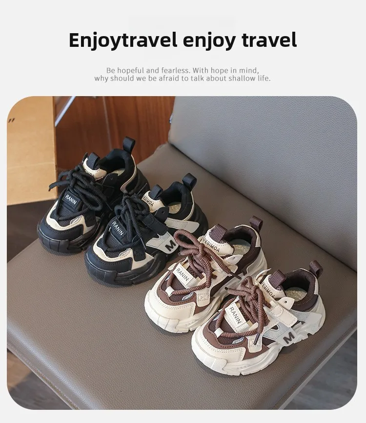 Mädchen-Sportschuhe 2026 Neuer Stil Weiche Sohle Kinder-Freizeitschuhe Modische Atmungsaktive Gestreifte Dad-Schuhe für Kinder Jungen – Detail 1