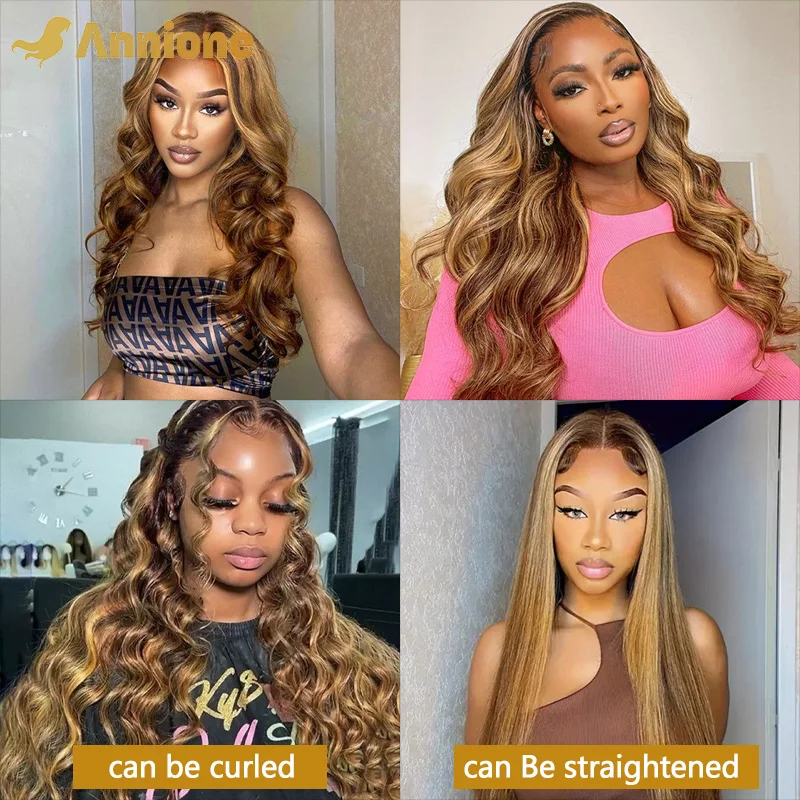 Blond Lace Frontal Wig Curly Body Wave 13x4 HD Transparent Highlight Wigs 100% Human Hair Pre Plucked With Baby Hair For Wemon