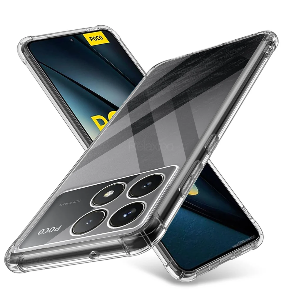 Airbags Transparent TPU Case For Xiaomi Poco F6 X6 M6 Pro PocoF6 PocoX6 5G PocoM6 4G Camera Shockproof Protect Back Fundas Cover