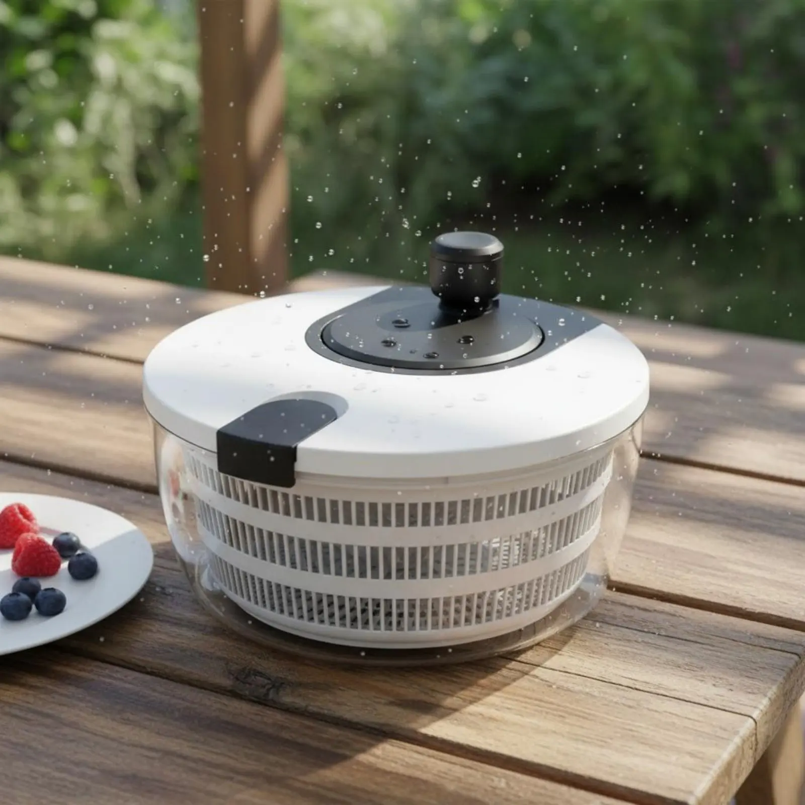 Manual Salad Centrifugal Dryer Multi-Layer Design Hand Crank Salad Centrifugal Dryer Rotating Drain Basket Quick Draining Fruit