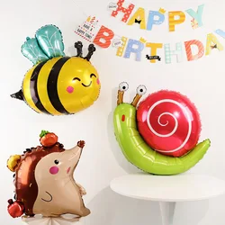 Cute Cartoon Animals Bees Hedgehogs Snails Aluminum Foil Balloon Birthday Party Decorations Animal Themed Party Scene Decoration