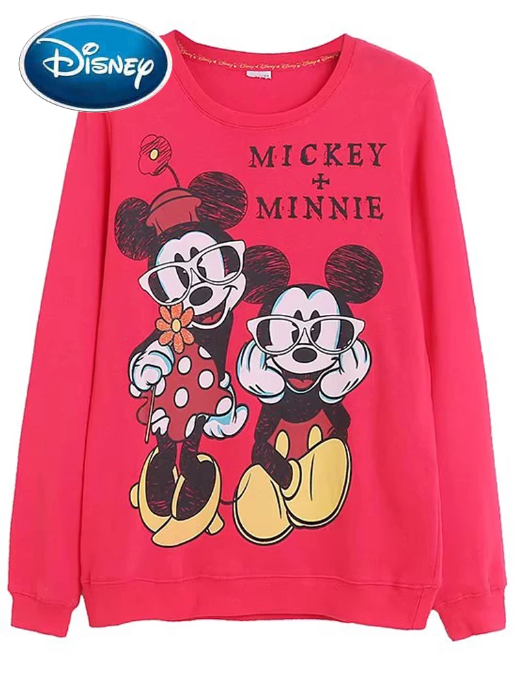 

Disney Sweatshirt Minnie Mickey Mouse Letter Cartoon Print Fashion Women O-Neck Pullover Long Sleeve Jumper Top Femme Streetwear