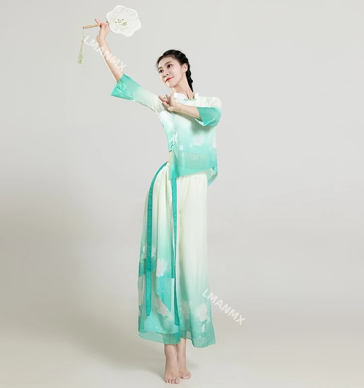 Klassische Tanzkostüme Frauen Cheongsam Sarong Weibliche Yangge Uniform Chinesischen Tanz Praxis Kleidung Bühne Tanz Tragen Kostüm