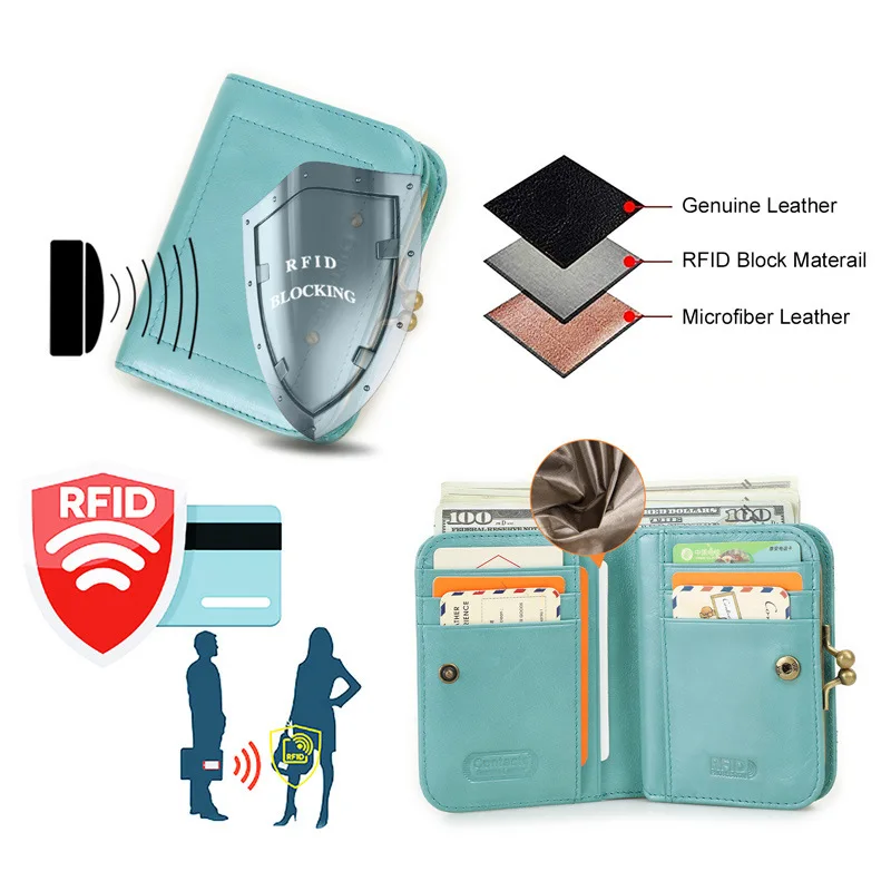 British Style Top Layer Cowhide  Anti-theft Brush Fashionable Metal Iron Hinge Zero Multi Functional Women's Leather Men Wallets