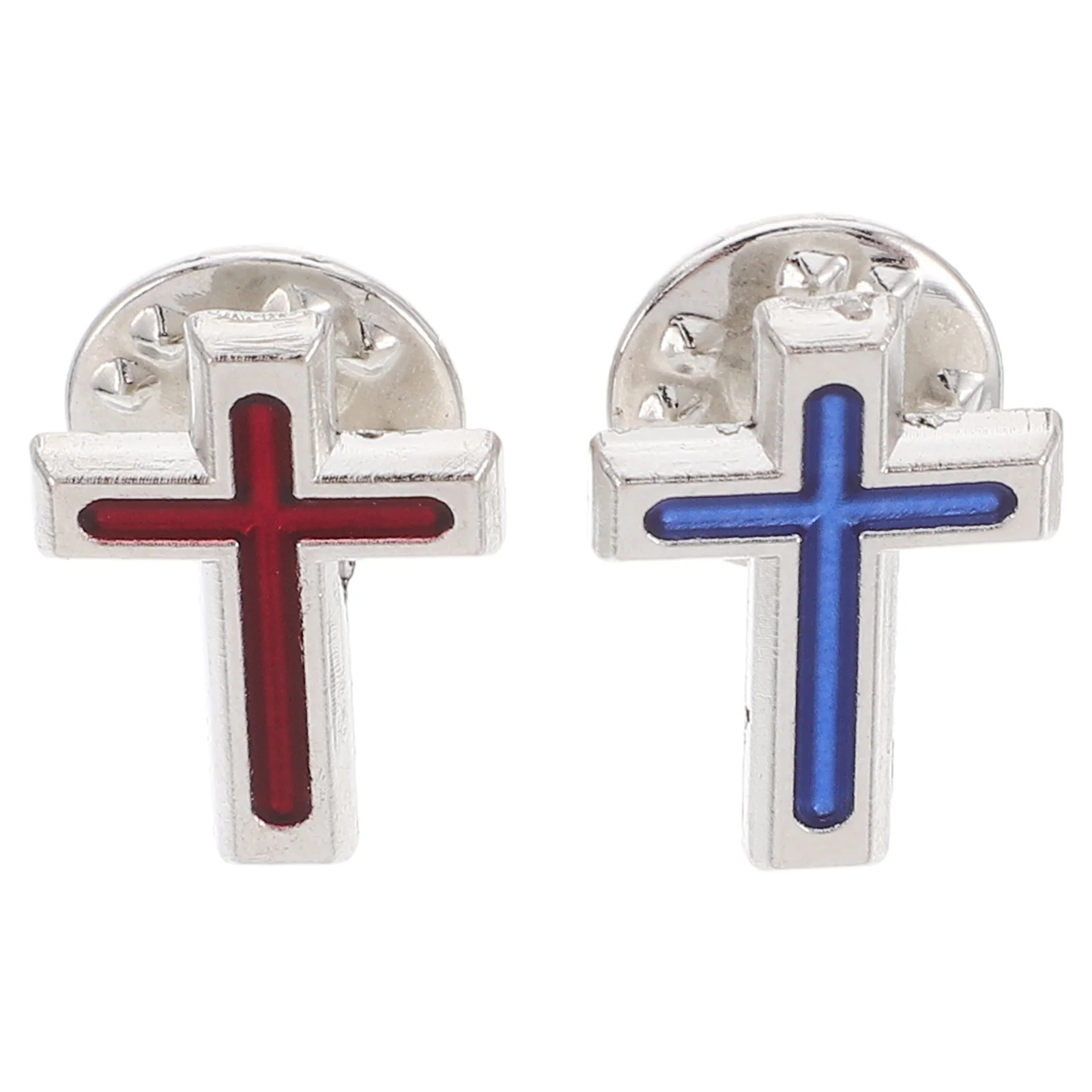 2 Pcs Chest Button Badge Chaplain Cross Brooch Clothing Christian Tie Pins for Men Zinc Alloy Portrait