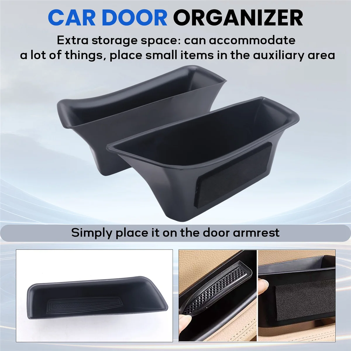 T61C_4 X Car Door Side Handle Pocket Storage Box Storage Organizer Tray Grab Handle Box For-Porsche Macan 2015-2021