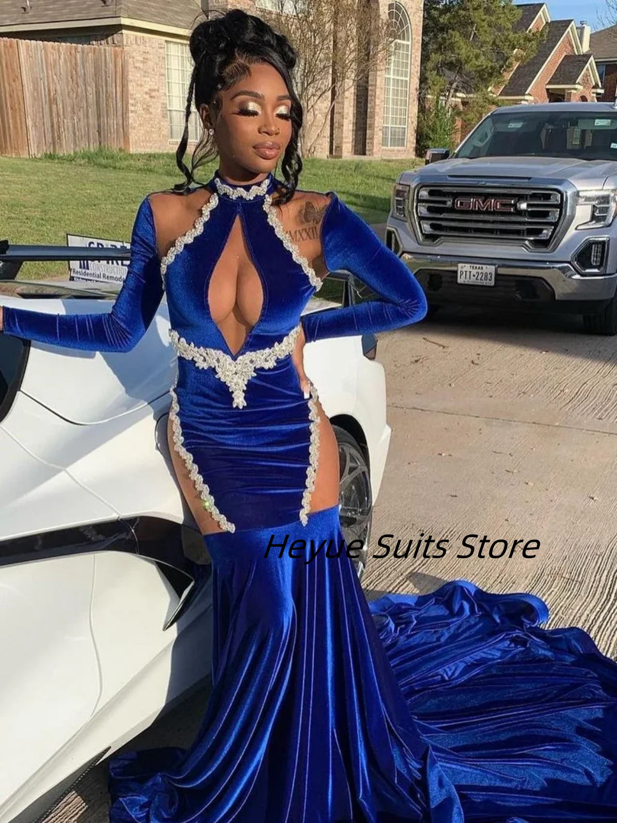 

Customized Atmosphere Quinceanera Beaded Open Back Sequin Mermaid Floor length Prom Dresses Gowns vestidos de15 quinceañera