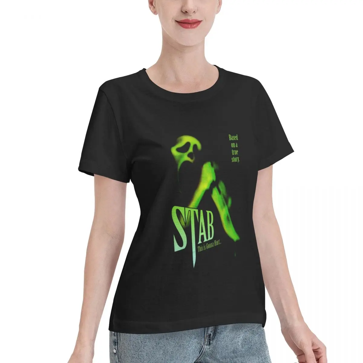 Quick Dispatch Stab (from The Scream Movie) Women's T-shirt Street Shooting 100% Cotton T Shirt