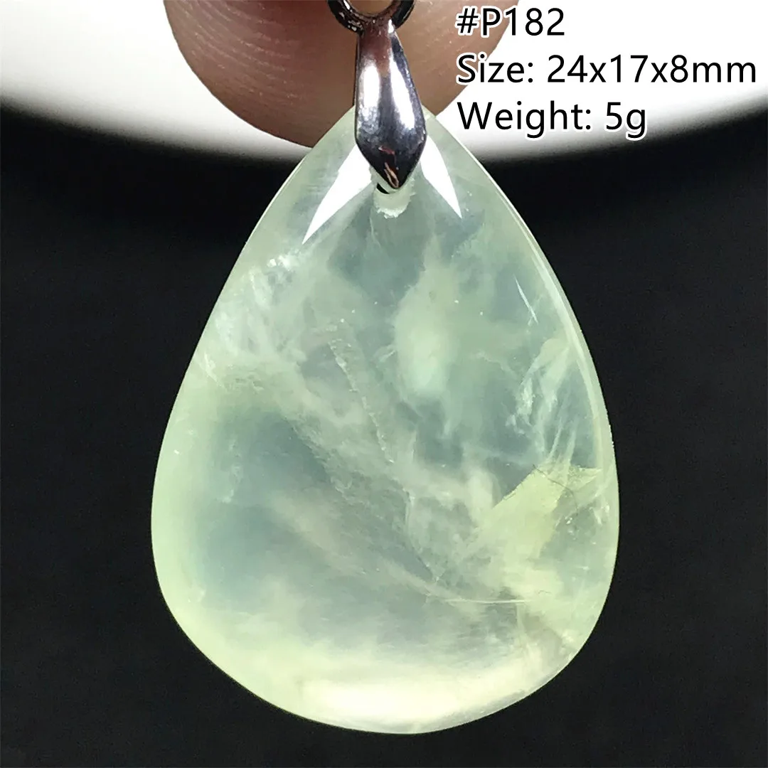 Natural Green Prehnite Pendant Jewelry For Women Lady Man Healing Luck Gift Gemstone Wealth Crystal Silver Beads Stone AAAAA