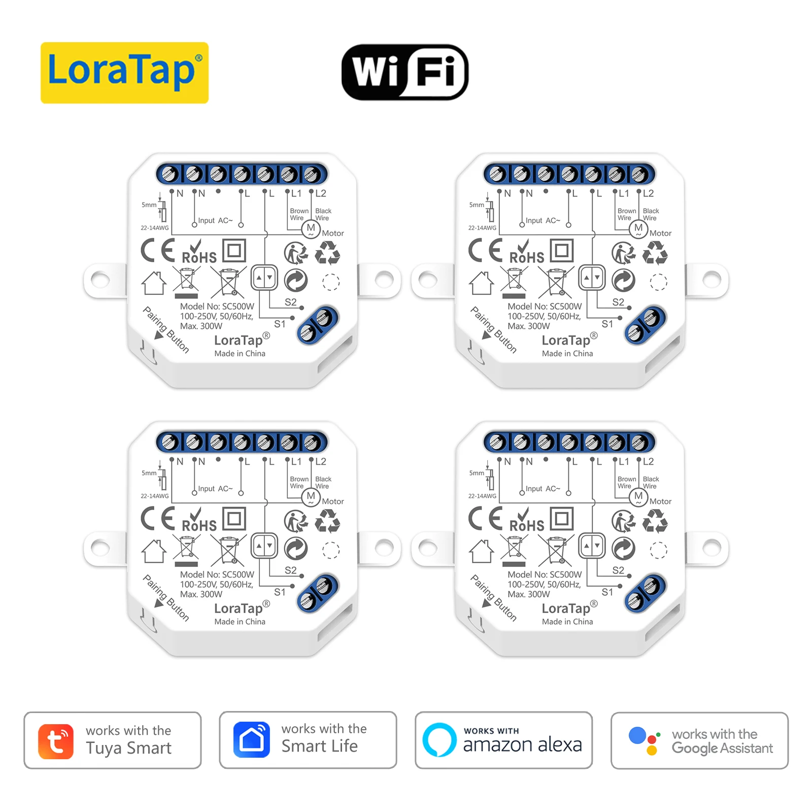LoraTap Tuya Smart Life 4th Generation Blinds Roller Shutter Switch Module Percentage Control Timer Voice Google Home Alexa