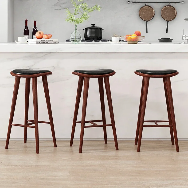 Solid Wood Bar Stool Household High Simple Modern Chair Seat Cushion Island 좌식 의자 높은 의자 Sillas Para Barra Bancos Bar Accessories