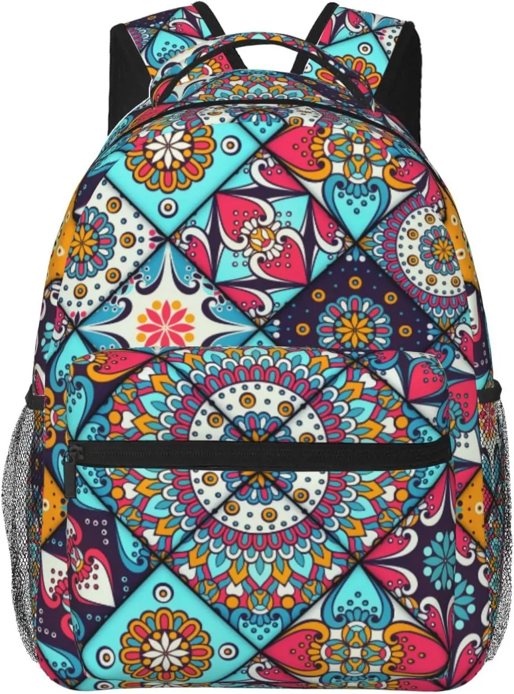 Mandala العرقية ماندالا العناصر الزخرفية خفيفة الوزن حقيبة كمبيوتر محمول للنساء الرجال كلية Bookbag حقيبة سفر Daypack عادية