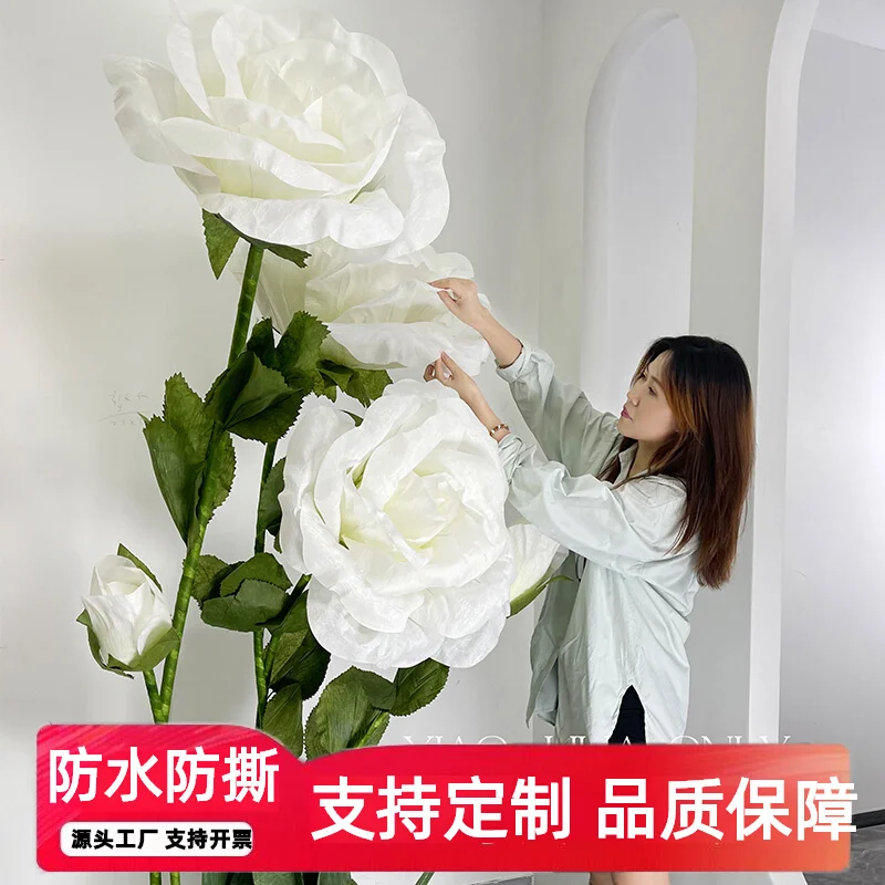 

Simulated white rose paper art flower large wedding props shopping mall window decoration ornaments landscaping