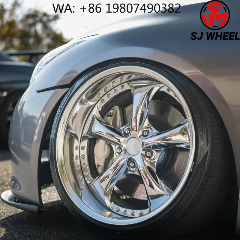 17-22 Inch Multi PCD 2-Piece Chrome Forged Alloy Wheels Custom Spoke Design Lightweight Aftermarket Rims For Sport Car Tuning Bu