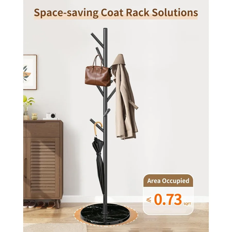 حامل معطف حديث بقاعدة من الرخام الطبيعي و8 خطافات لمدخل المكتب ومدخل السترة المعدنية القائمة بذاتها شجرة i #4