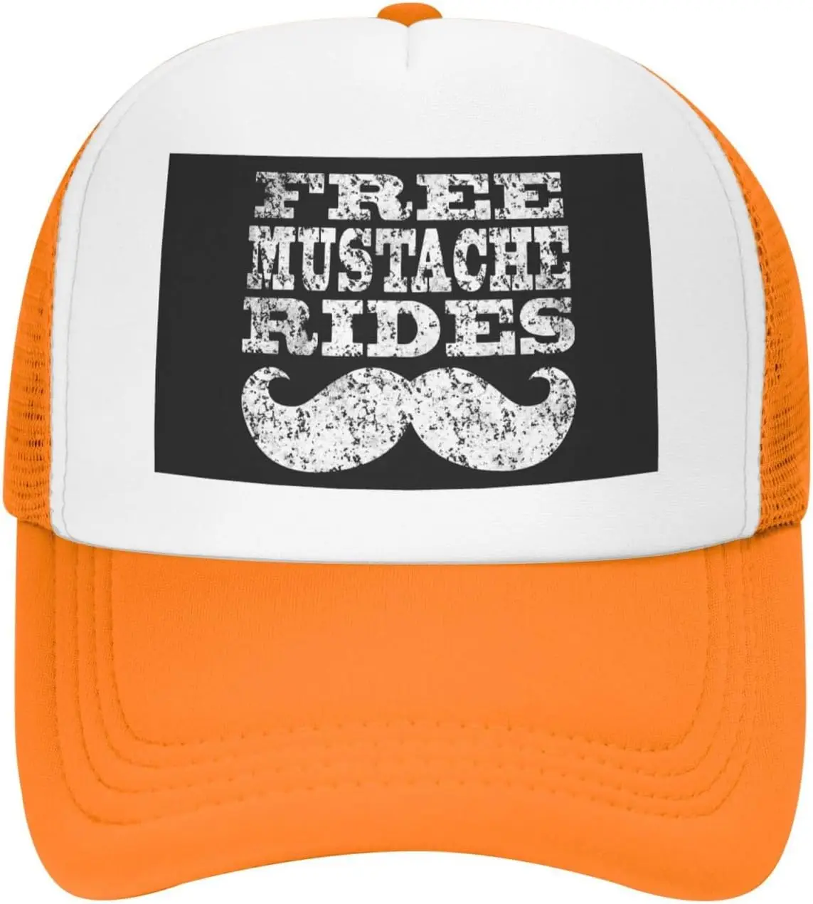 Funny Free Mustache Rides Trucker Hat Mesh Baseball Snapback Cap for Casual Outdoor Wear