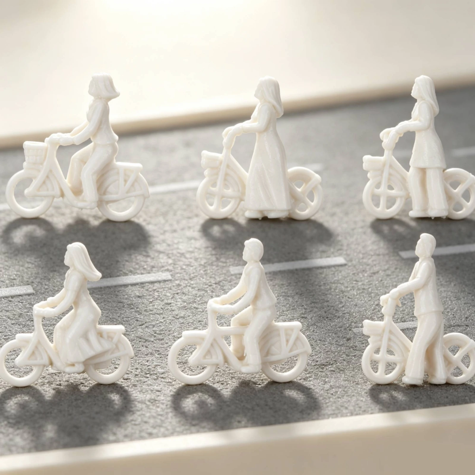 6 Pieces Miniature Pedal Cycle Cyclist Simulation Model Cyclist Pedal Cycle Model Ornament Compact Miniature Bike Figurine