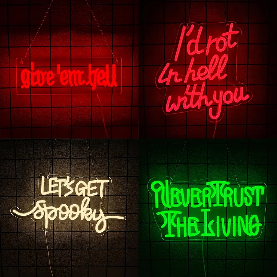 Give Em Hell Neon Sign for Wall Decor, Dorm Apartment Theme, Gothic Home Party Decor for Man Cave, Bar,Game Room,USB Powered