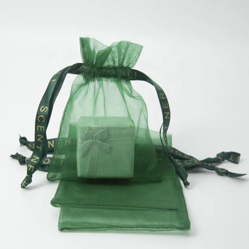 Customized product、Organza Pouches Candy Bags 9x12/10x15 Red Sheer Organza Bag with Ribbon Bow Drawstring Organza Bag for C