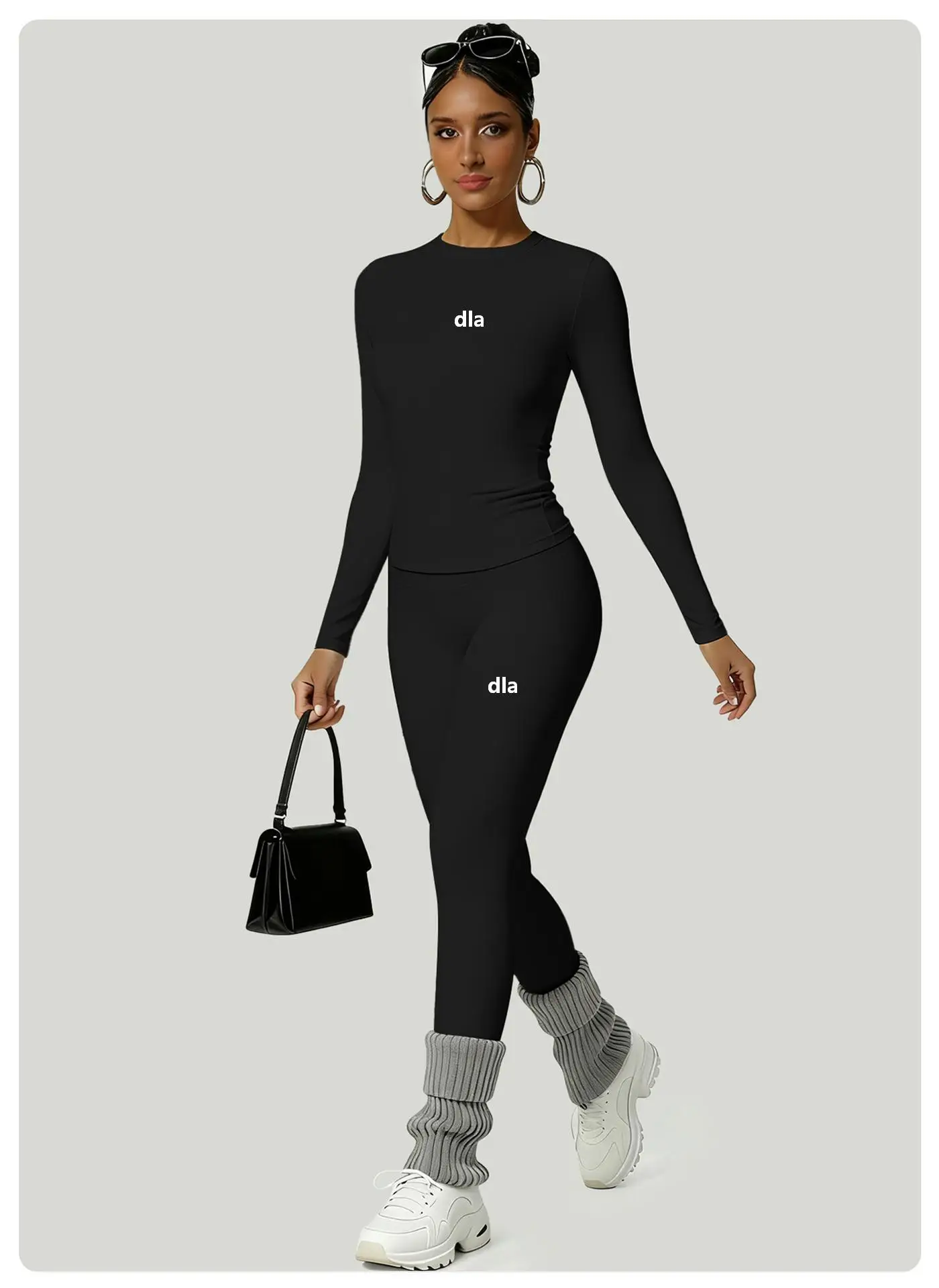 New yoga sports outfit - women's autumn long-sleeved pants with fitted Pilates training suit and elastic fitness outfit set