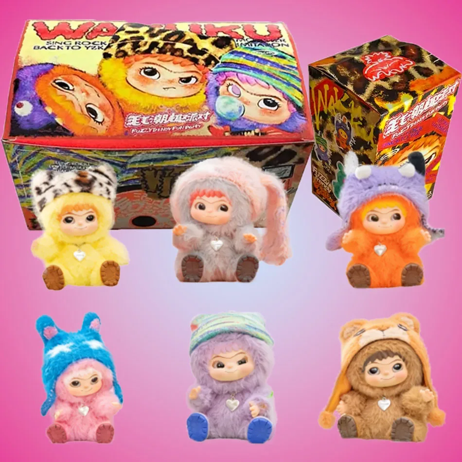 Nowy Wakuku Fuzzy Trendy Fun Party Blind Box KaWaii Wakuku Surprise Box Figurka Urocza Lalka Zawieszka do Torby Lalka Niespodzianka Torba Niespodzianka Prezent