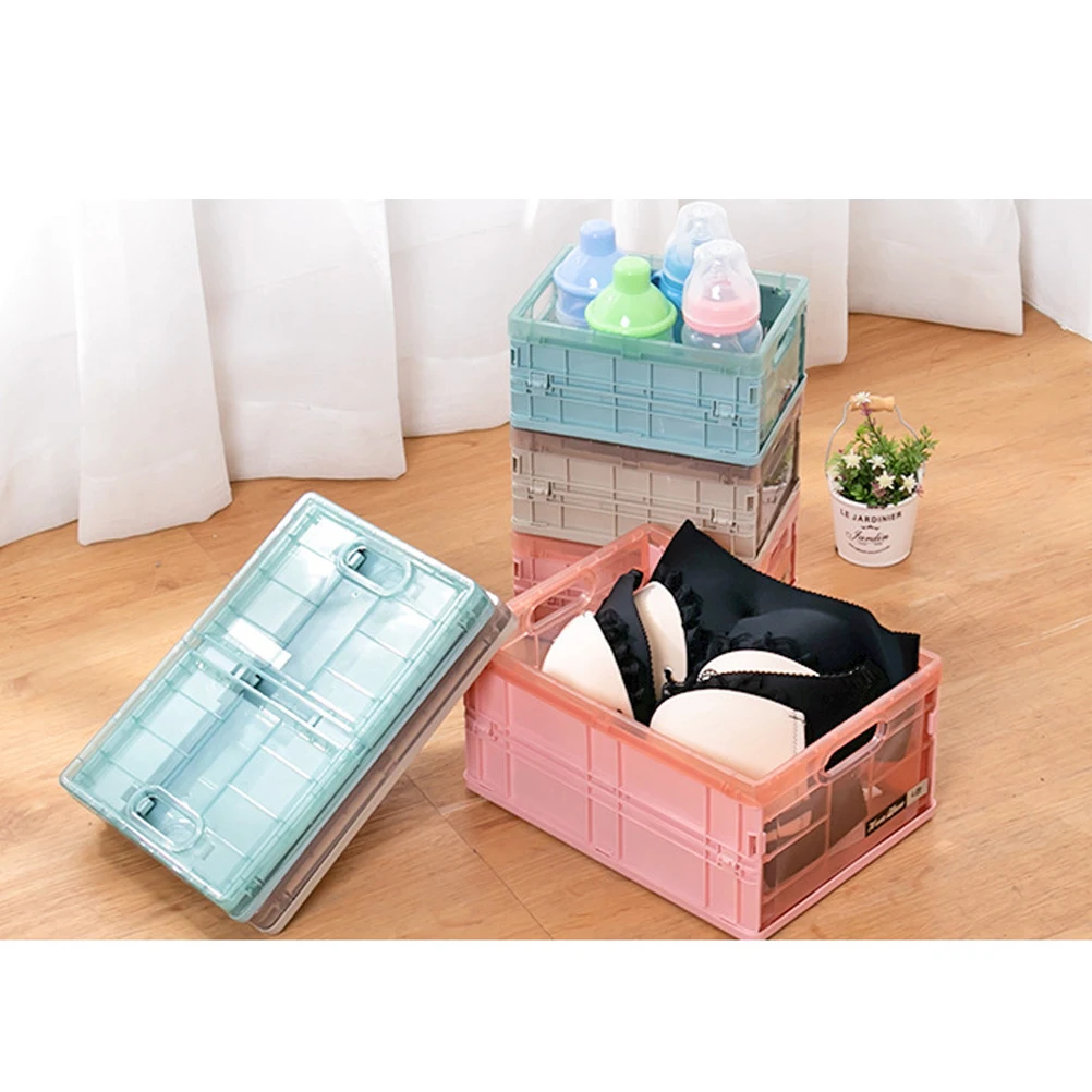 

Multifunctional Storage Box Foldable Wardrobe Organizer Desktop Case Pink Large Capacity Translucent Body Lid Home Kitchen