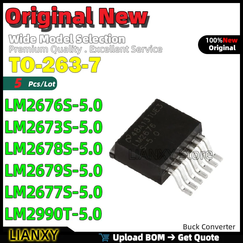 

5 шт. TO-263-7 LM2676S-5.0 LM2673S-5.0 LM2678S-5.0 LM2679S-5.0 LM2677S-5.0 LM2990T-5.0 понижающий преобразователь новый оригинальный