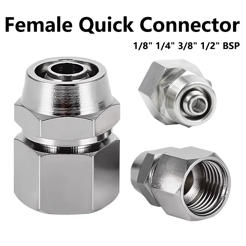 

10Pcs KPCF Coper OD 4 6 8 10 12MM 1/8" 1/4" 3/8" 1/2" BSP Female Pneumatic Fittings Push In Quick Connector Release Air Fitting