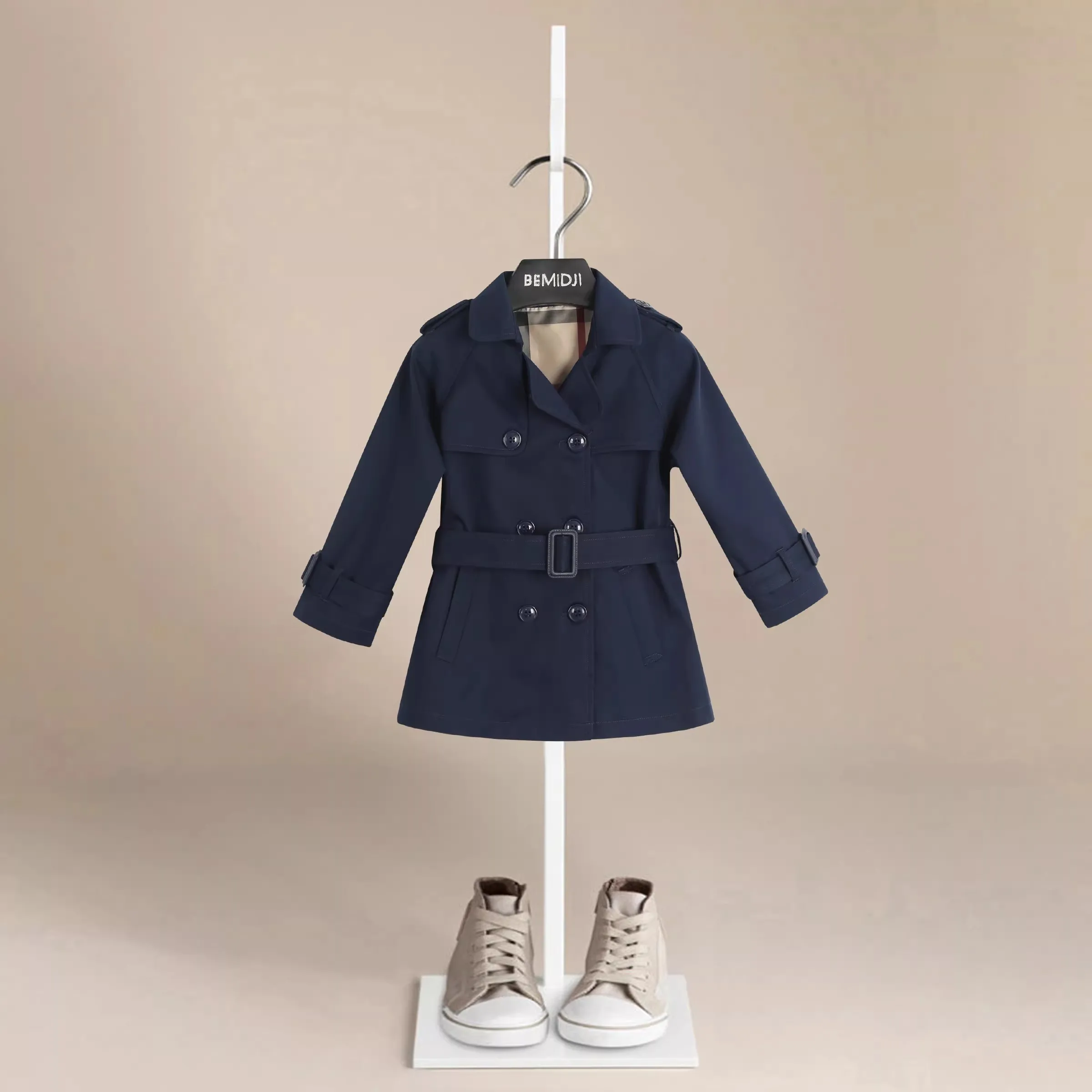 Spring Autumn Cotton Teen Boys Long Trench Coats New Fashion England Style Windbreaker Jacket for Girls Children Clothing
