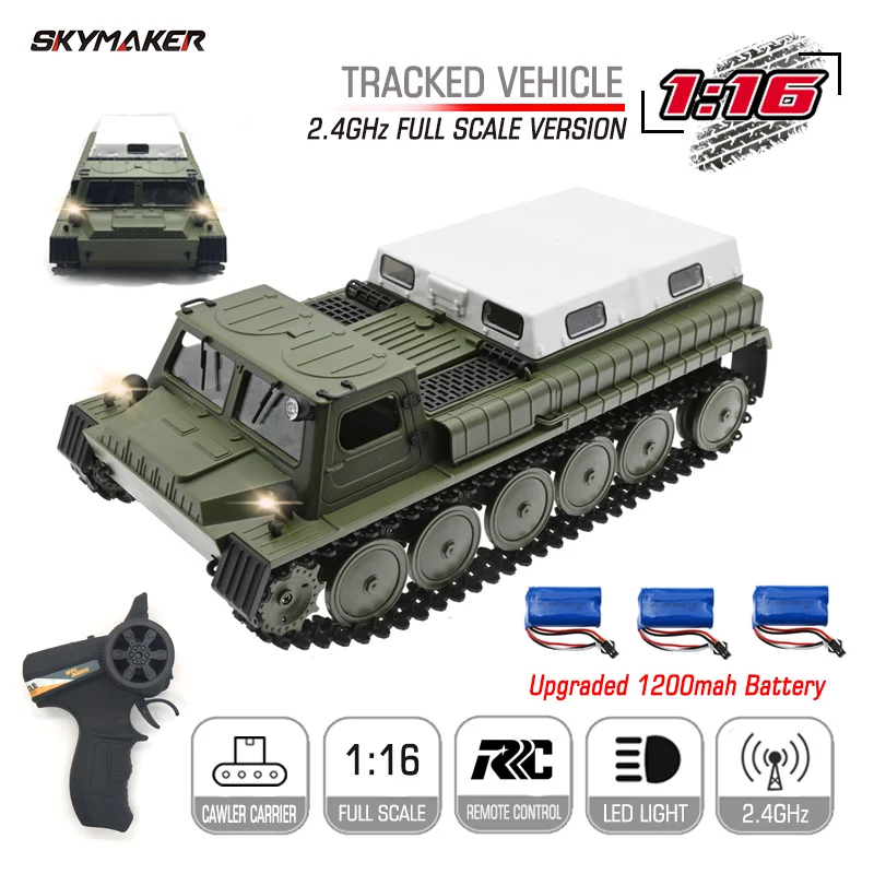 

WPL E-1 1/16 RC Tank Toy 2.4G 4WD Super Crawler Tracked Remote Control 1:16 Off-Road Vehicle Electric kids RC Toys for Boys