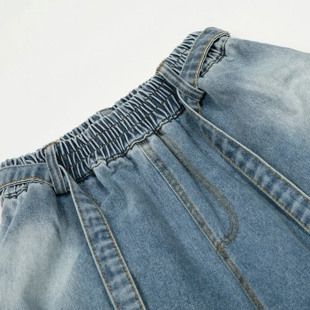 Elastische Taille Grunge Bright Line Washed Bleached Aesthetic Oversize Goth Jeans Hosen Hosen für Frauen Grils Streetwear Winter