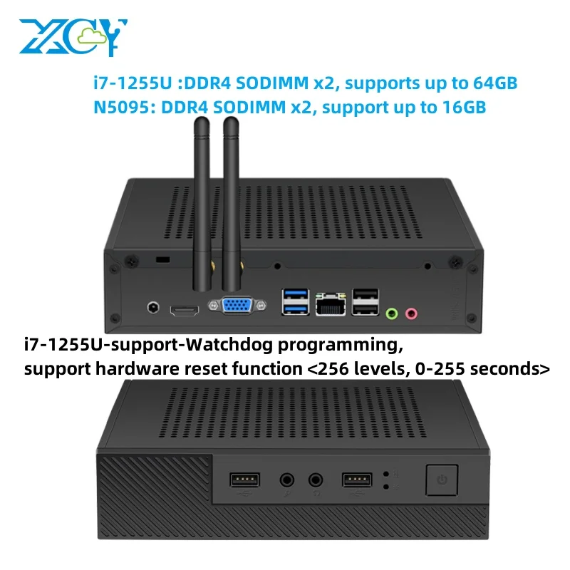 XCY-Mini Computador Industrial, 1 x LAN, Intel I219V, NICS i7 1255U, N5095, NVME, NGFF, SSD, WiFi 6, Programação Watchdog, 4G, Módulo 5G