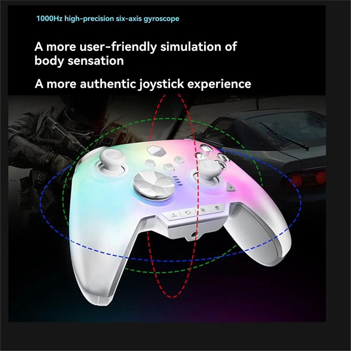 2026 New Rainbow3 Game Controllers Wireless Bluetooth Gamepads with 1000mAh Battery Life 3.5mm Audio Interface for Switch PC