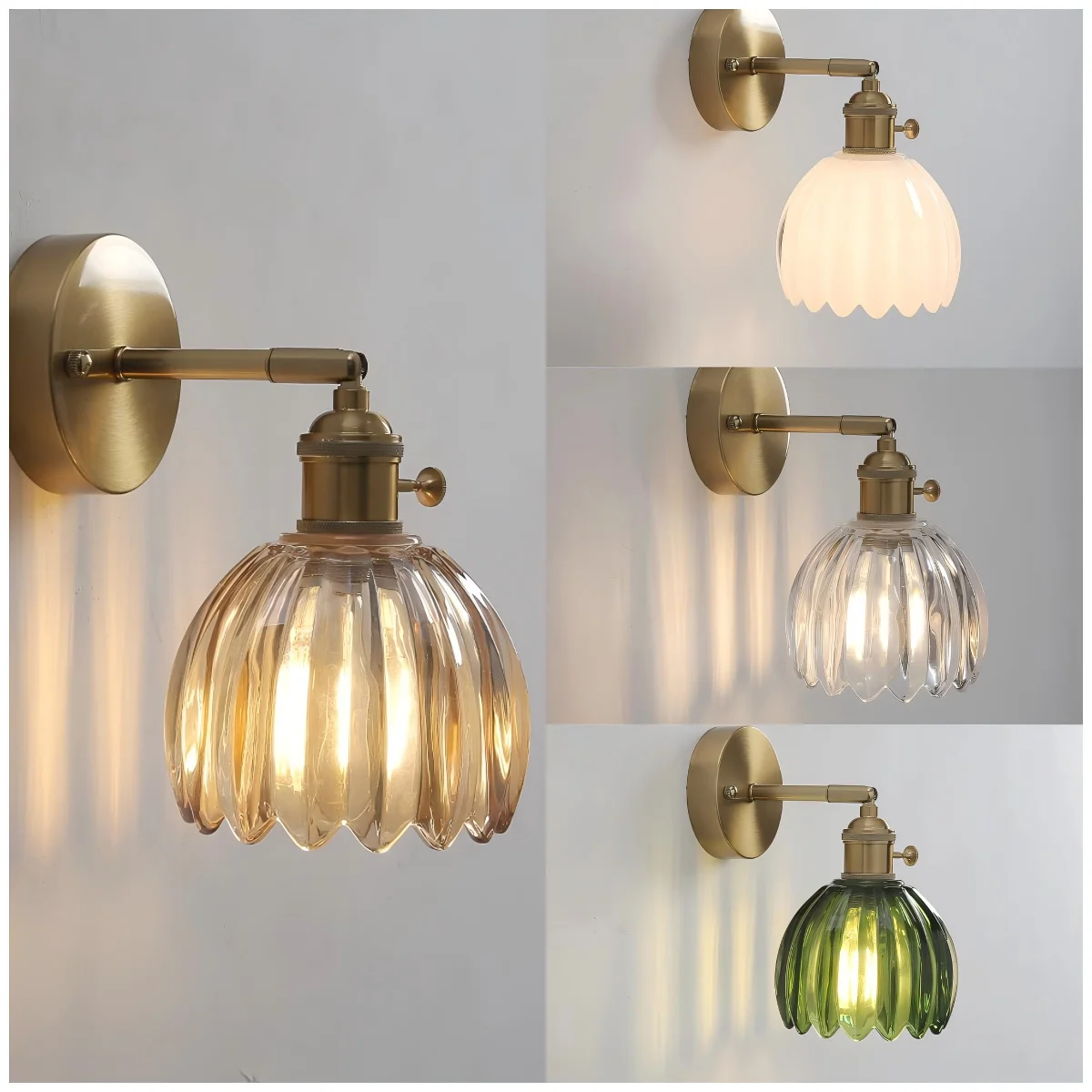 

Japanese Retro Flowers Glass Wall Lamp Nordic Modern Simple Bedroom Study Bedside Lamp for Led Mirror Light Wall Sconce decor