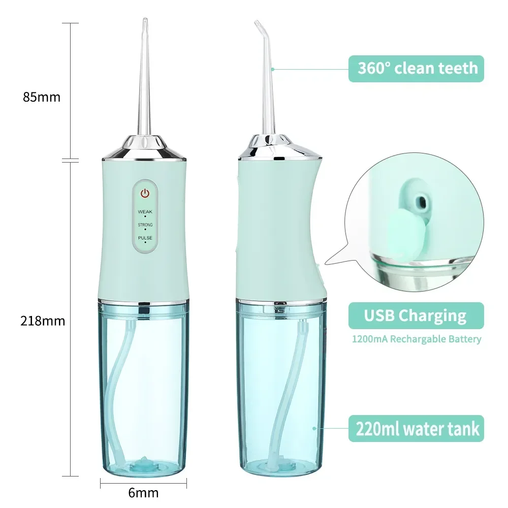 휴대용 220ml USB 치과 Irrigator 소닉 전기 치아 스케일러-미적분 얼룩 및 타르타르 제거를위한 구강 위생 도구