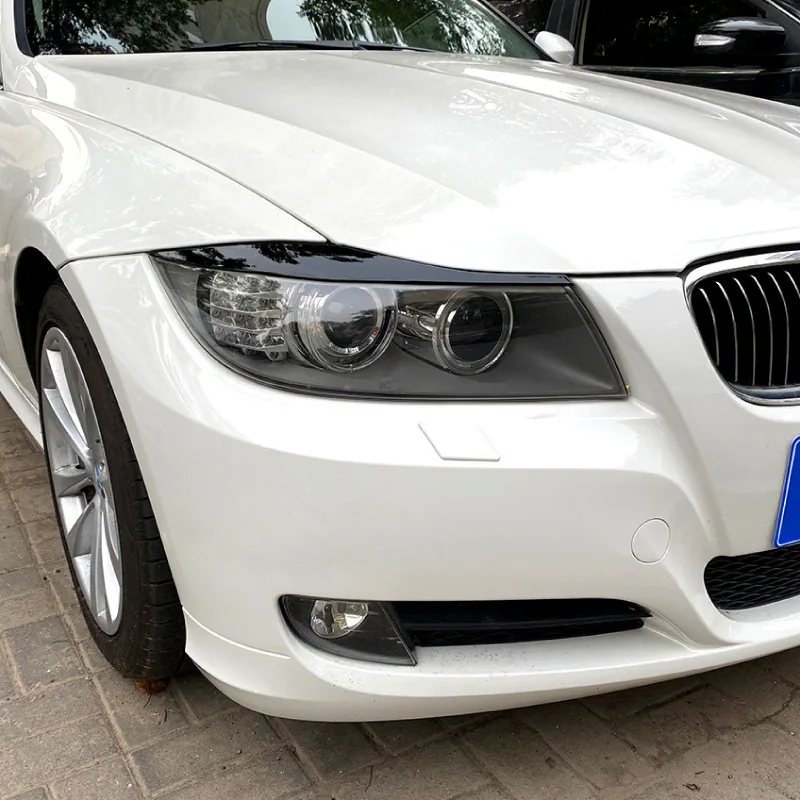 Fit For BMW 3 Series E90 E91 2005-2012 Sedan Touring 2Pcs Headlight Eyebrows Eyelid Cover ABS Gloss Black Carbon Fiber Texture view 3