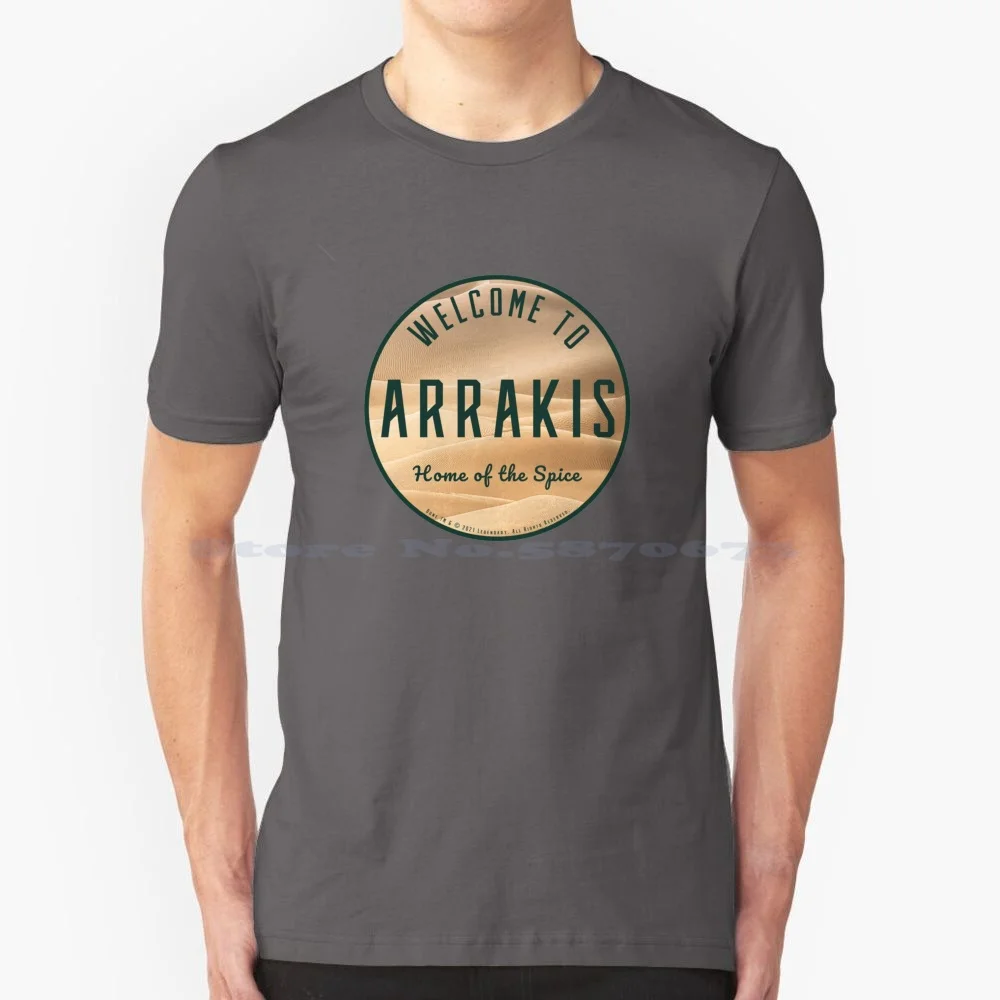 - Welcome To Arrakis Round ( Dark Image )-T Shirt 100% Cotton Tee 2020 2021 Fan Art Arrakis Planet House Atreides Paul