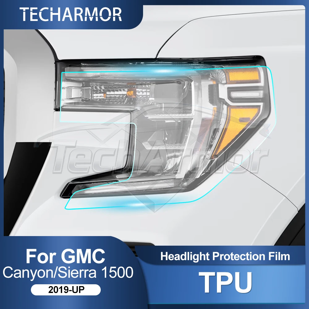 TPU Car Headlight Protective Film For GMC Sierra 1500 19-21 Canyon 23-25 Transport & Smoke Anti-Scratch Auto External Accessorie