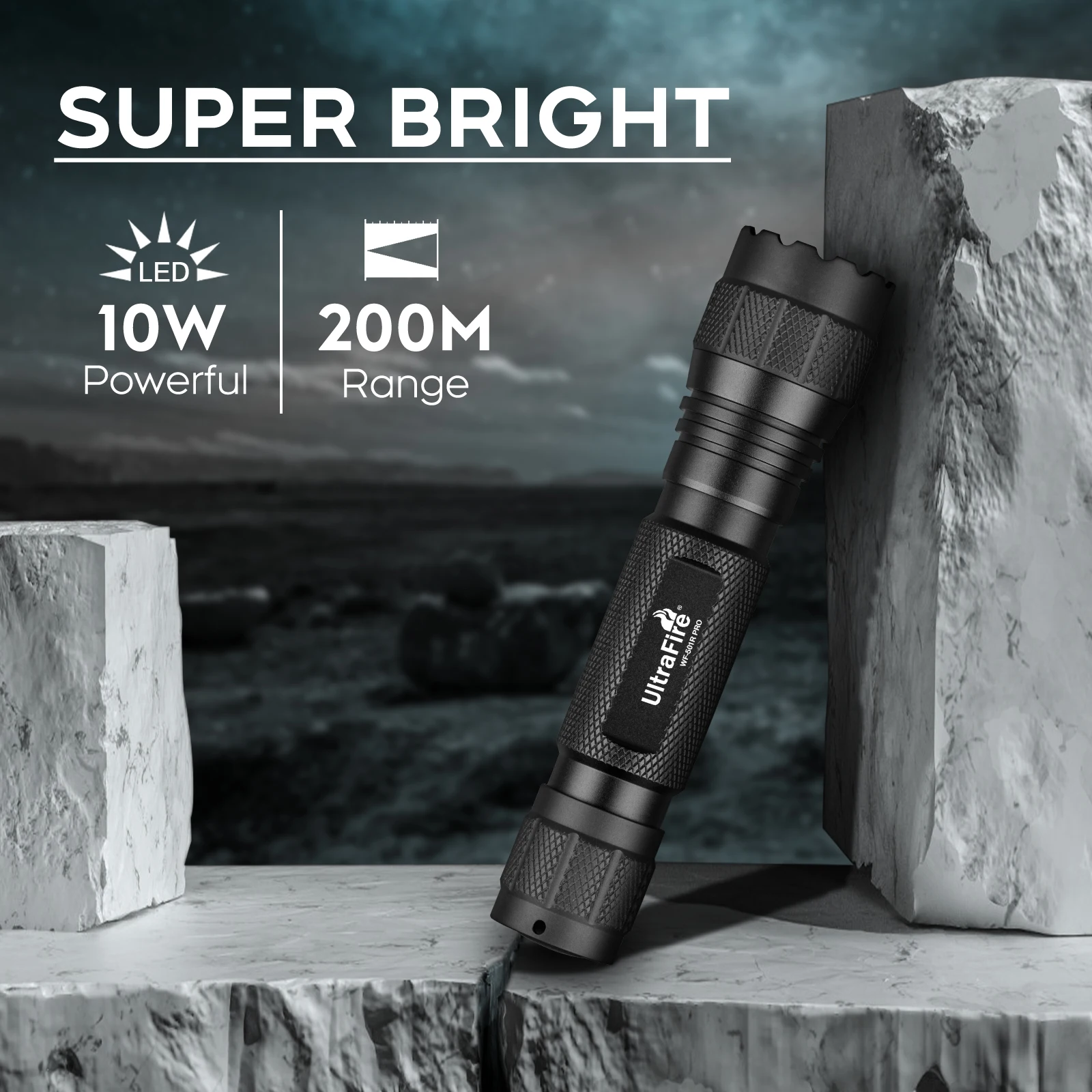 UltraFire WF-501R Pro Red Light Flashlight 10W Rechargeable Tactical Hunting Torch Outdoor Light for Detector Night Observation