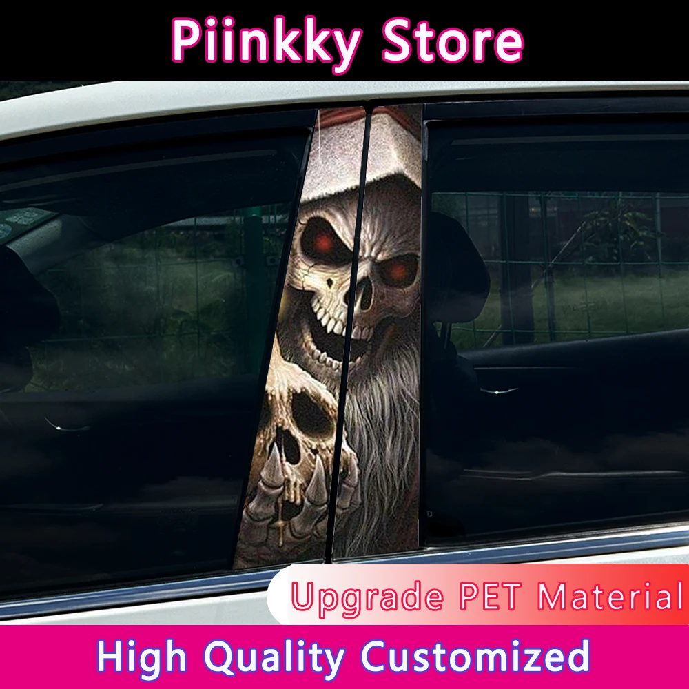 

Gothic skull santa Christmas Car B-pillar Stickers Car Center Column Decoration Cover Scratches Waterproof Decals Accessories