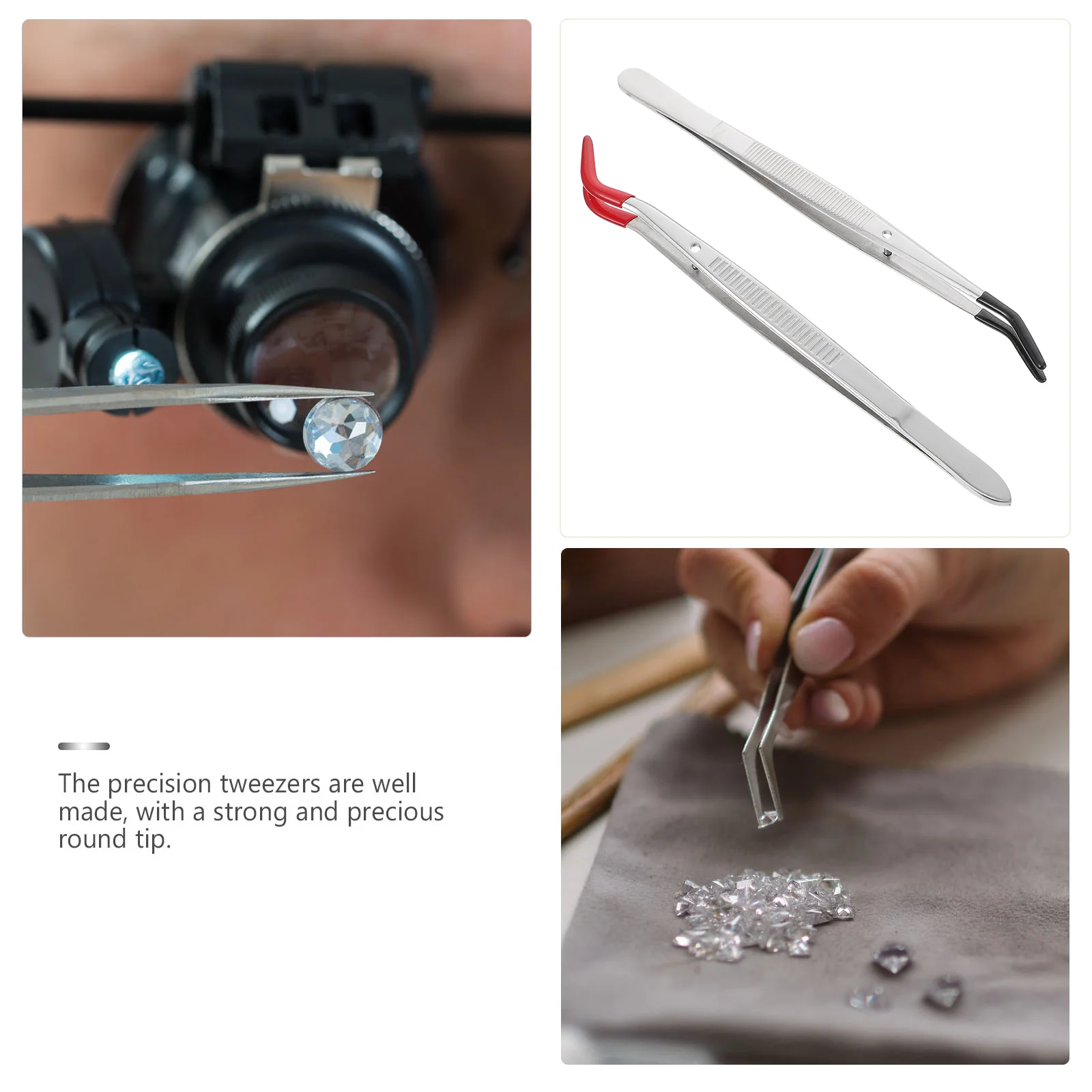Imagem -04 - Pinças Stainless Steel Stamp Pinças Curvas Bent Pinças Ponta com Pontas de Borracha Precisão Não-magnética Pcs